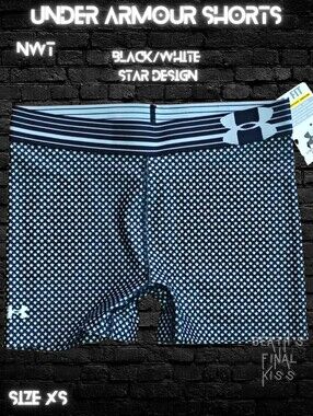 Under Armour Black White Stars Athletic Booty Shorts Roller Derby Gymnastics XS